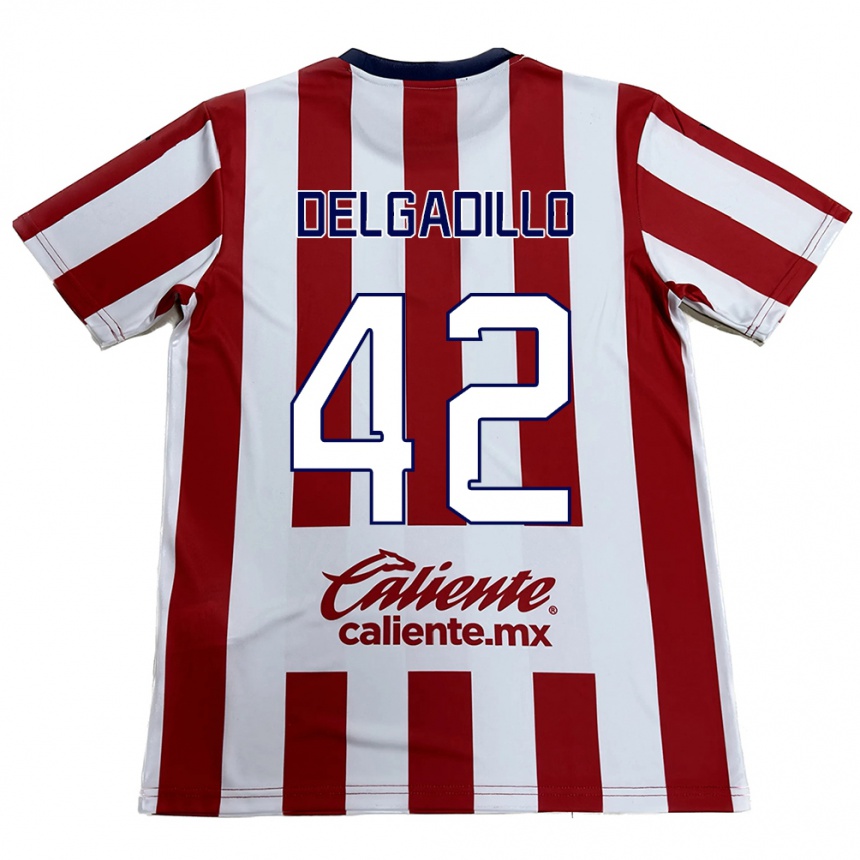 Women Football Diego Delgadillo #42 Red White Home Jersey 2024/25 T-Shirt Za