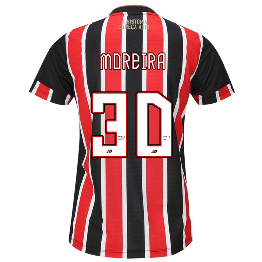 Women Football João Moreira #30 Black Red White Away Jersey 2024/25 T-Shirt Za