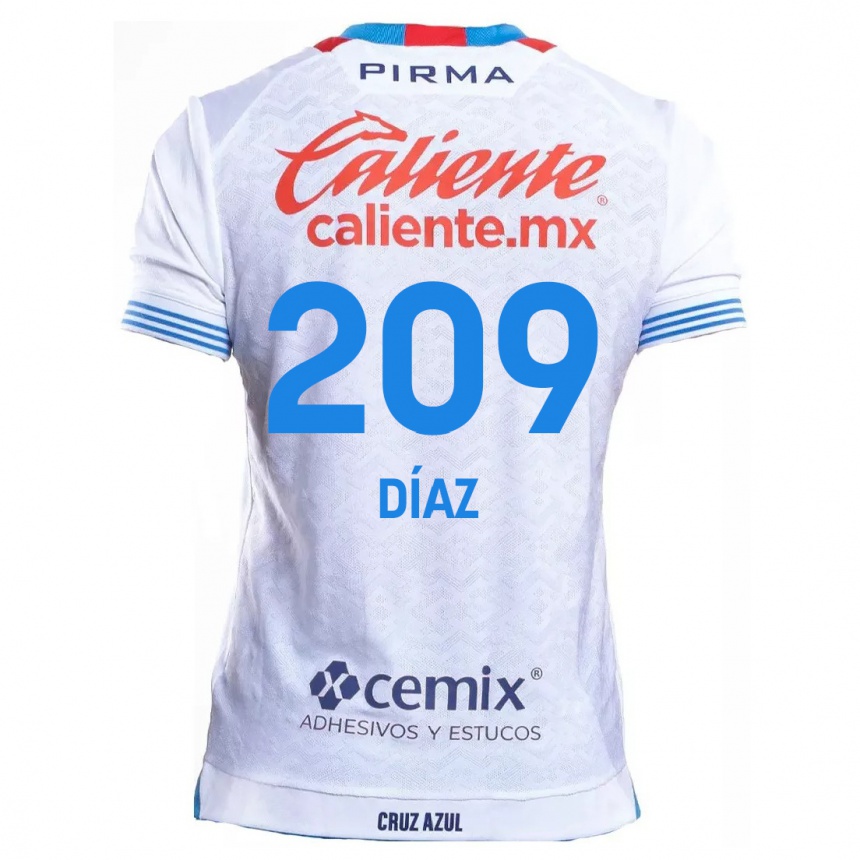 Women Football Josué Díaz #209 White Blue Away Jersey 2024/25 T-Shirt Za