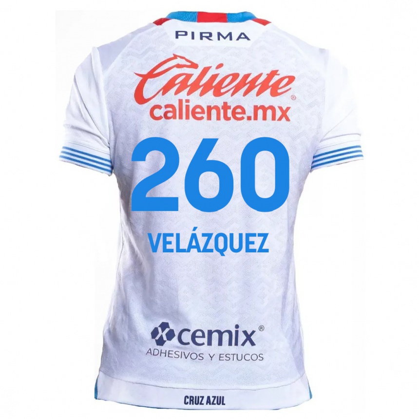 Women Football Víctor Velázquez #260 White Blue Away Jersey 2024/25 T-Shirt Za