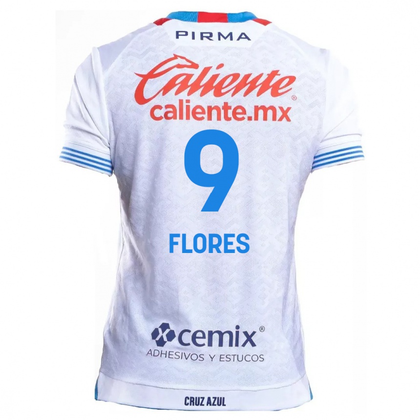 Women Football Daniela Flores #9 White Blue Away Jersey 2024/25 T-Shirt Za