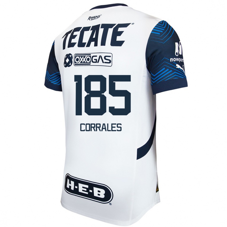 Women Football Ángel Corrales #185 White Blue Away Jersey 2024/25 T-Shirt Za