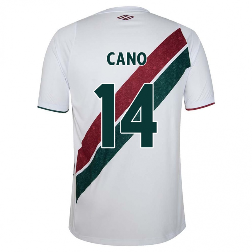 Women Football Germán Cano #14 White Green Maroon Away Jersey 2024/25 T-Shirt Za