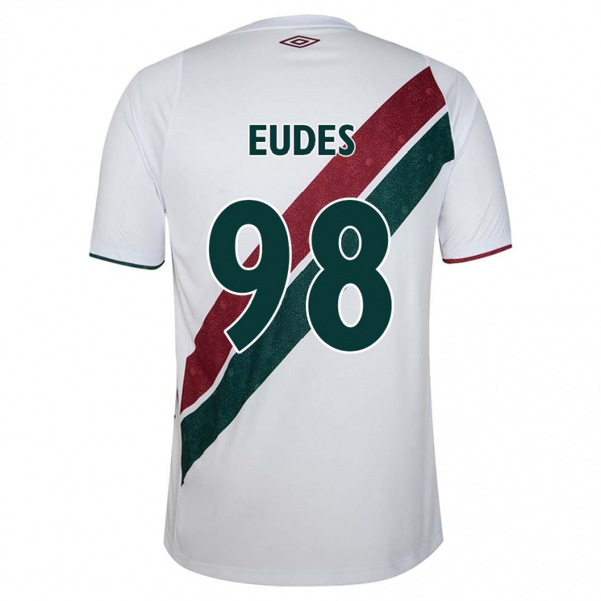 Women Football Vitor Eudes #98 White Green Maroon Away Jersey 2024/25 T-Shirt Za