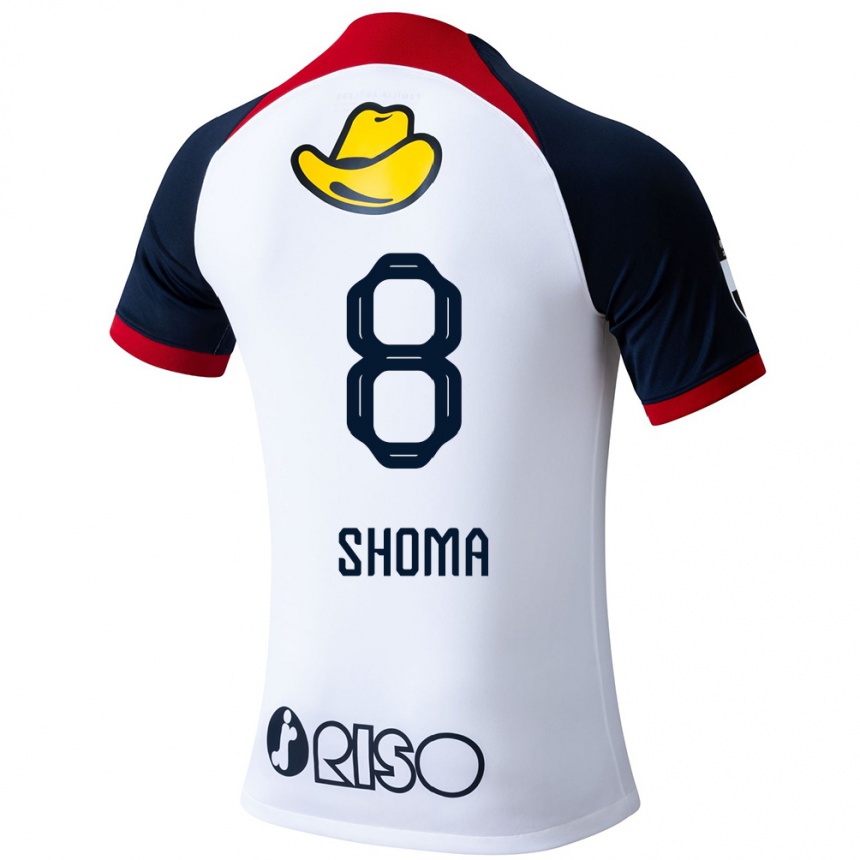 Women Football Shoma Doi #8 White Blue Red Away Jersey 2024/25 T-Shirt Za