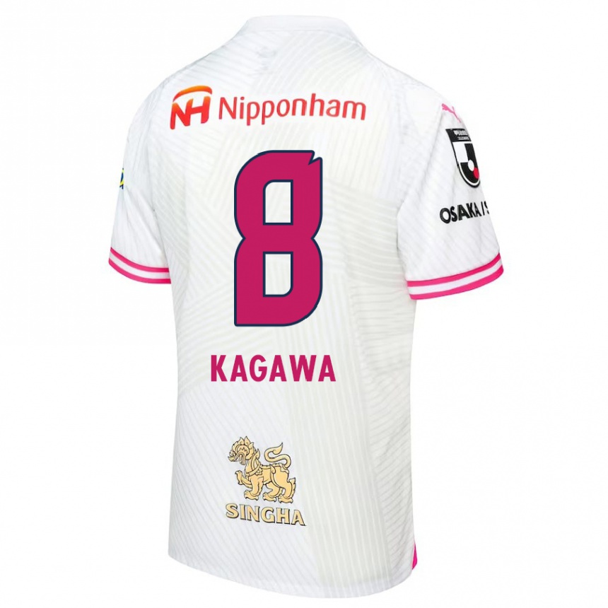 Women Football Shinji Kagawa #8 White Pink Away Jersey 2024/25 T-Shirt Za