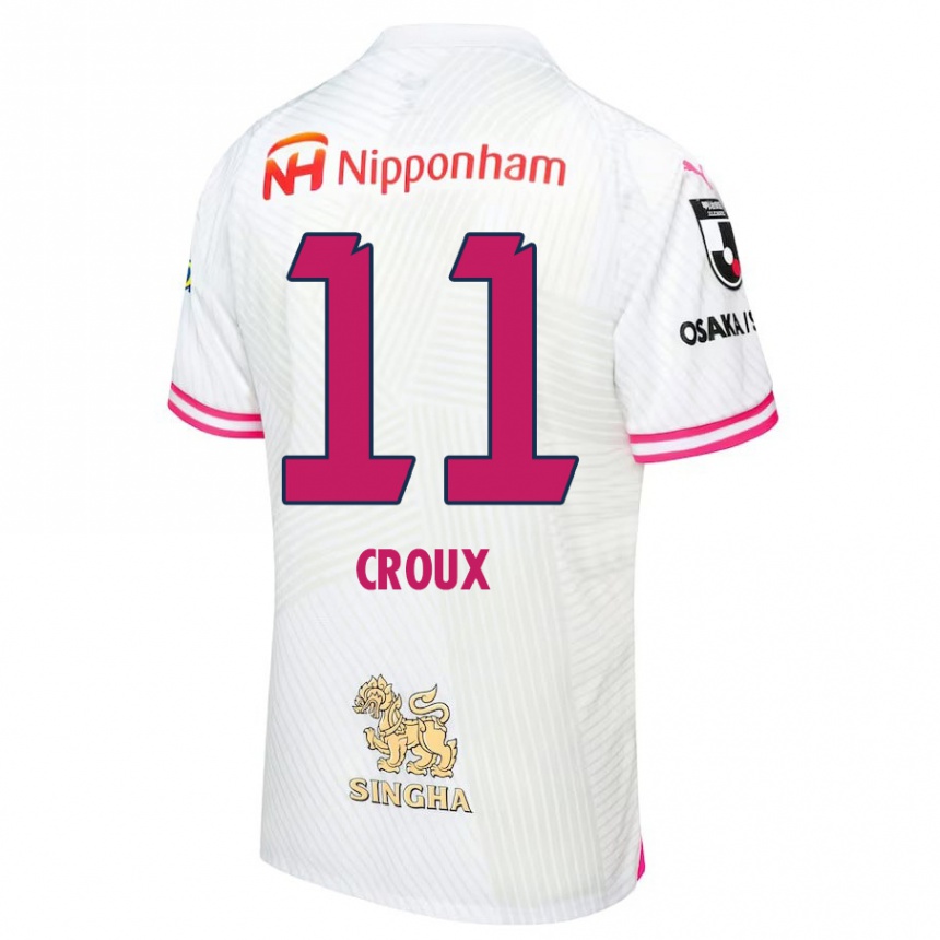 Women Football Jordy Croux #11 White Pink Away Jersey 2024/25 T-Shirt Za