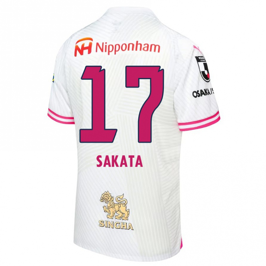 Women Football Reiya Sakata #17 White Pink Away Jersey 2024/25 T-Shirt Za