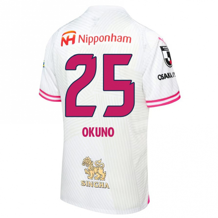 Women Football Hiroaki Okuno #25 White Pink Away Jersey 2024/25 T-Shirt Za