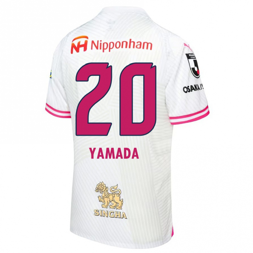 Women Football Kotaro Yamada #20 White Pink Away Jersey 2024/25 T-Shirt Za