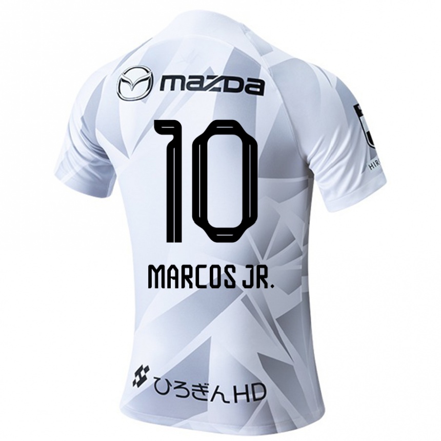 Women Football Marcos Júnior #10 White Grey Black Away Jersey 2024/25 T-Shirt Za