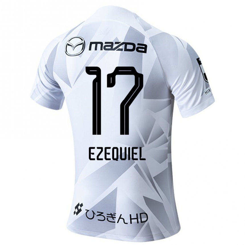 Women Football Ezequiel #17 White Grey Black Away Jersey 2024/25 T-Shirt Za