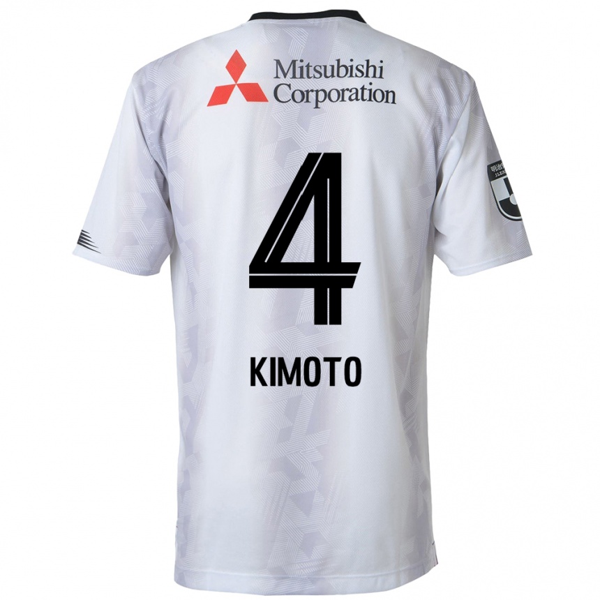 Women Football Yasuki Kimoto #4 White Black Away Jersey 2024/25 T-Shirt Za