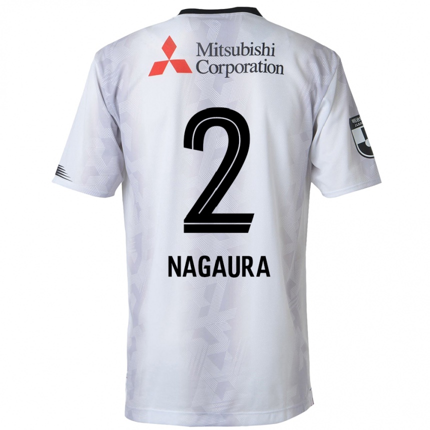 Women Football Koshi Nagaura #2 White Black Away Jersey 2024/25 T-Shirt Za