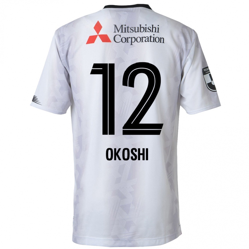 Women Football Yutaha Okoshi #12 White Black Away Jersey 2024/25 T-Shirt Za