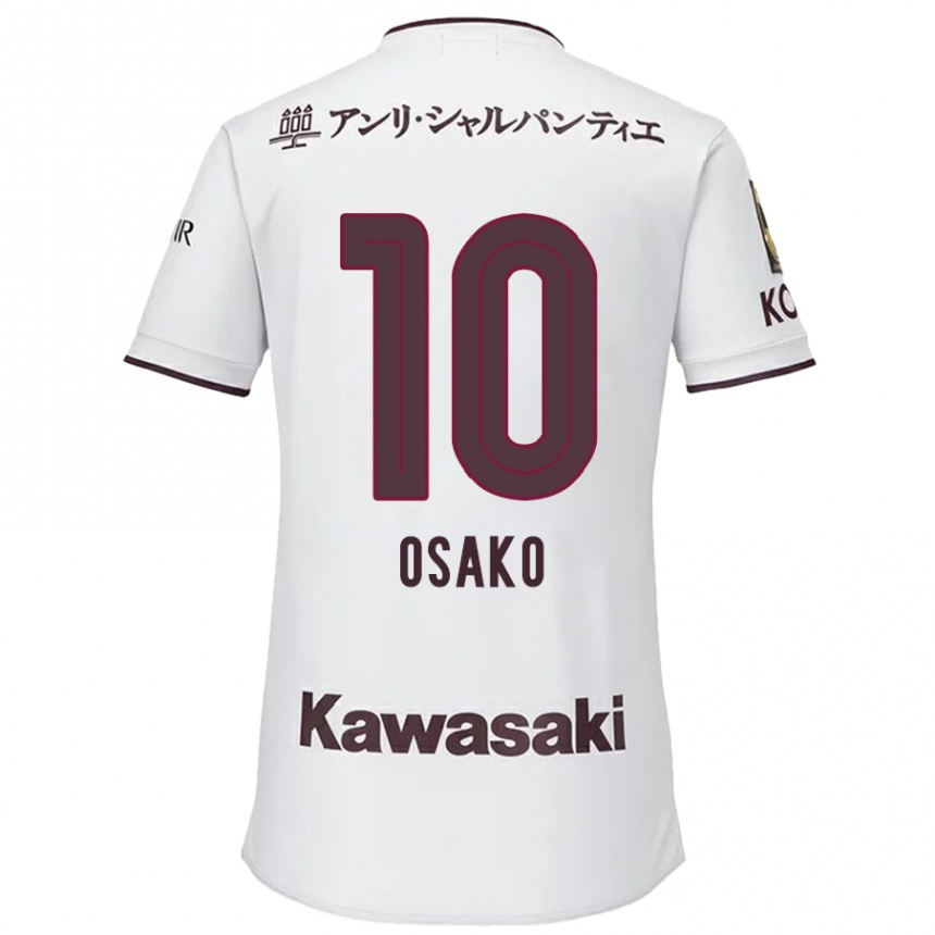 Women Football Yuya Osako #10 White Red Away Jersey 2024/25 T-Shirt Za