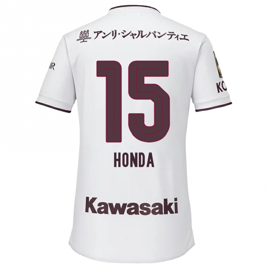 Women Football Yuki Honda #15 White Red Away Jersey 2024/25 T-Shirt Za