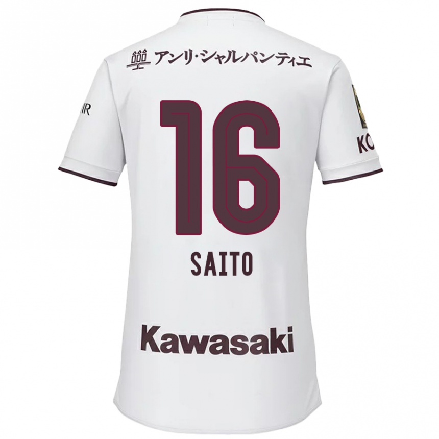 Women Football Mitsuki Saito #16 White Red Away Jersey 2024/25 T-Shirt Za