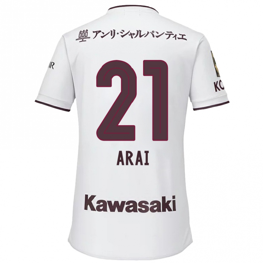 Women Football Shota Arai #21 White Red Away Jersey 2024/25 T-Shirt Za