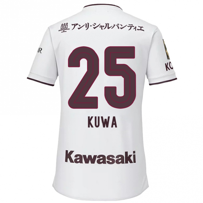 Women Football Yuya Kuwasaki #25 White Red Away Jersey 2024/25 T-Shirt Za