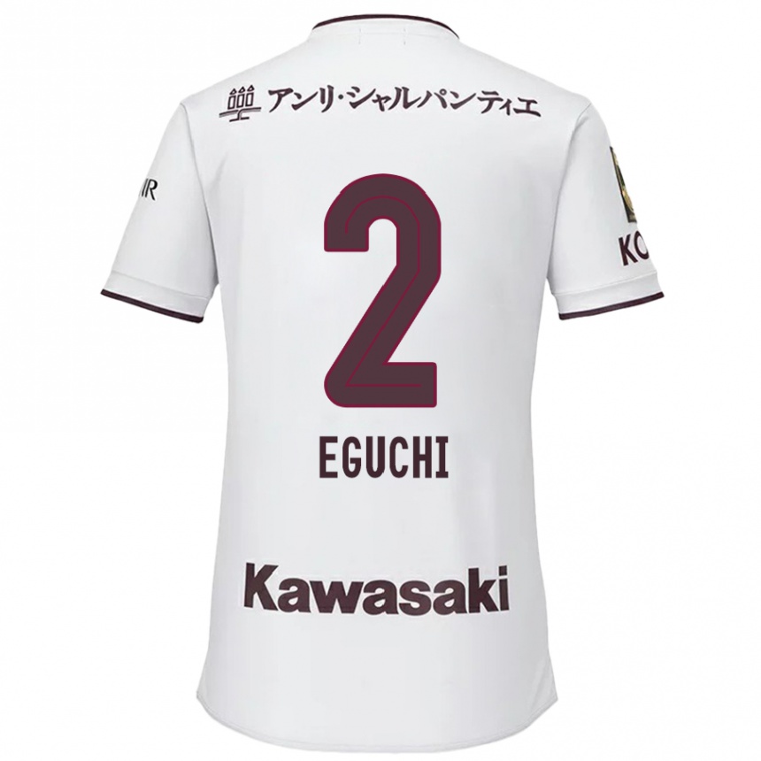 Women Football Takuma Eguchi #2 White Red Away Jersey 2024/25 T-Shirt Za