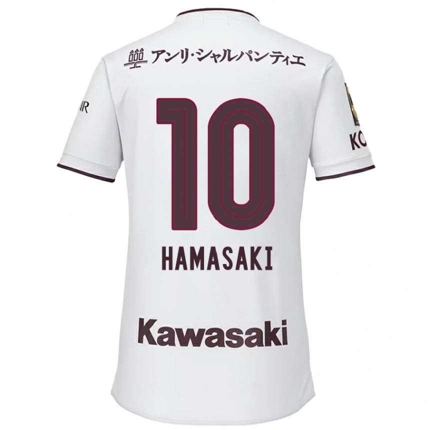 Women Football Kento Hamasaki #10 White Red Away Jersey 2024/25 T-Shirt Za