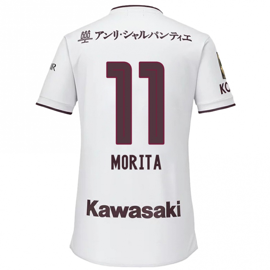 Women Football Oga Morita #11 White Red Away Jersey 2024/25 T-Shirt Za