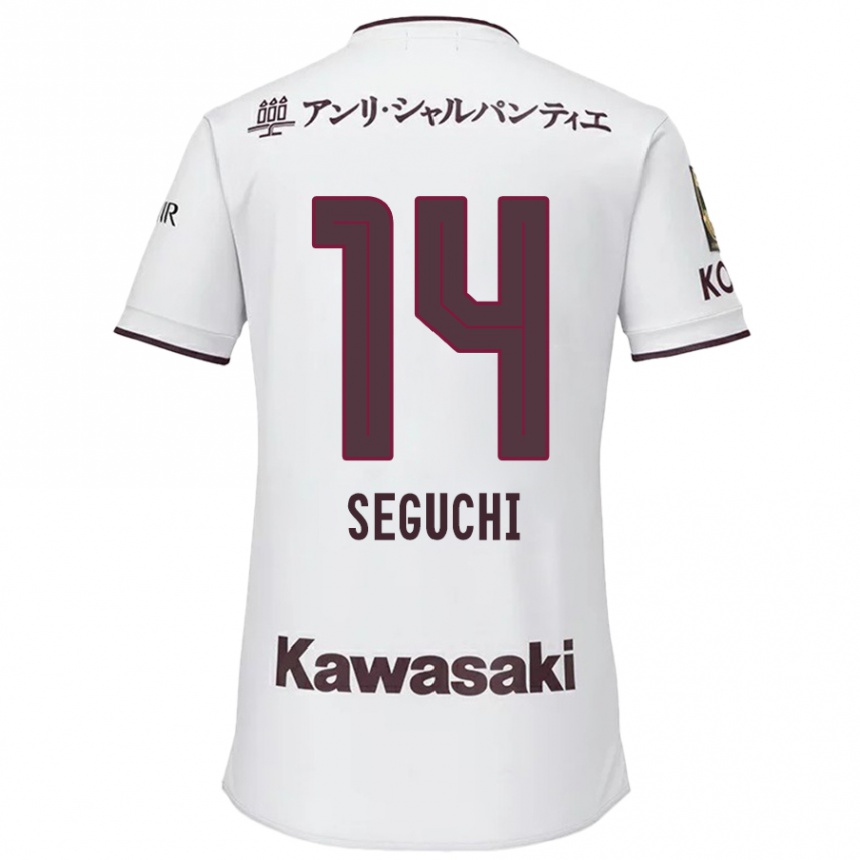 Women Football Taiga Seguchi #14 White Red Away Jersey 2024/25 T-Shirt Za