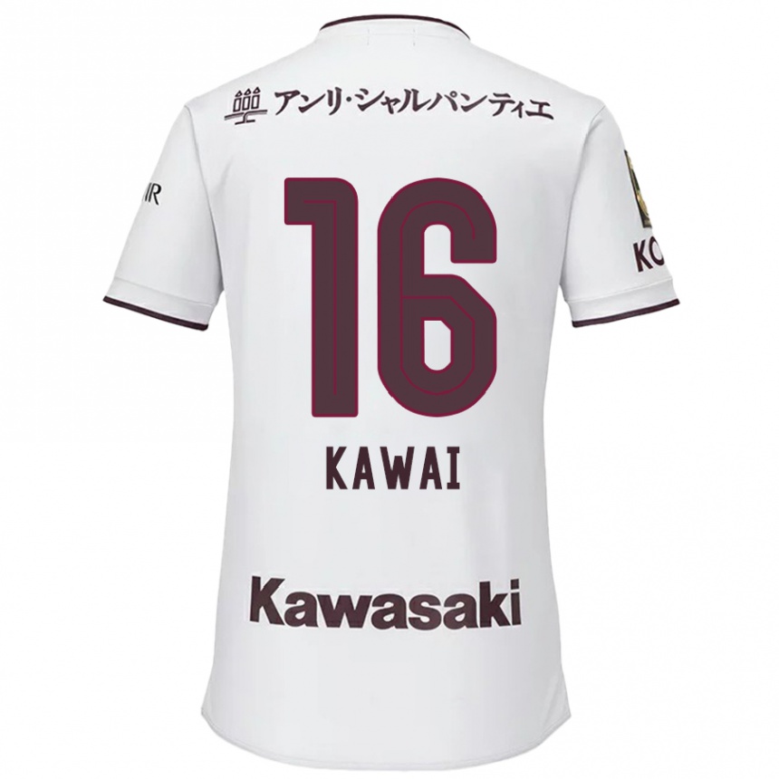 Women Football Yuka Kawai #16 White Red Away Jersey 2024/25 T-Shirt Za