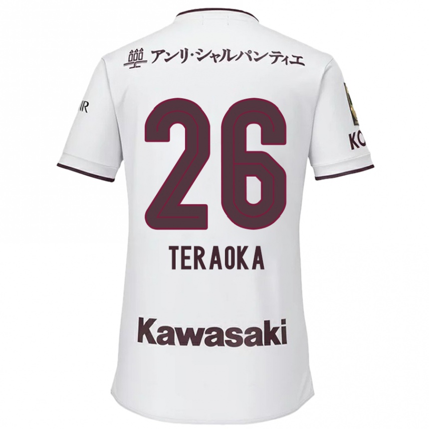 Women Football Yuma Teraoka #26 White Red Away Jersey 2024/25 T-Shirt Za