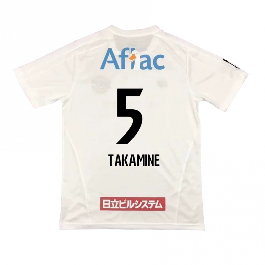 Women Football Tomoki Takamine #5 White Black Away Jersey 2024/25 T-Shirt Za