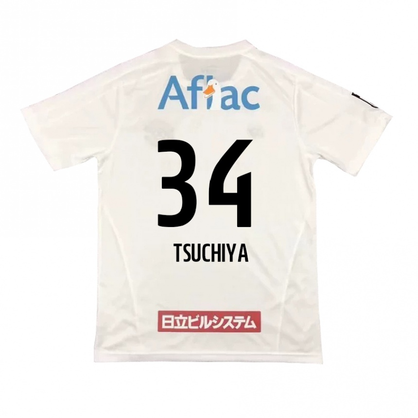 Women Football Takumi Tsuchiya #34 White Black Away Jersey 2024/25 T-Shirt Za