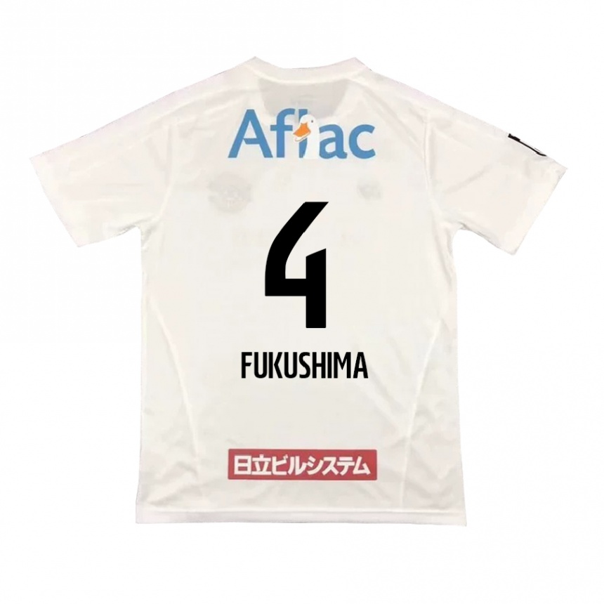 Women Football Taiga Fukushima #4 White Black Away Jersey 2024/25 T-Shirt Za