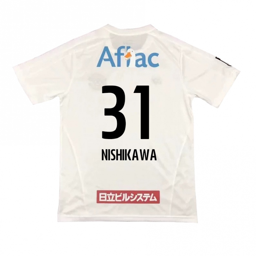 Women Football Genki Nishikawa #31 White Black Away Jersey 2024/25 T-Shirt Za