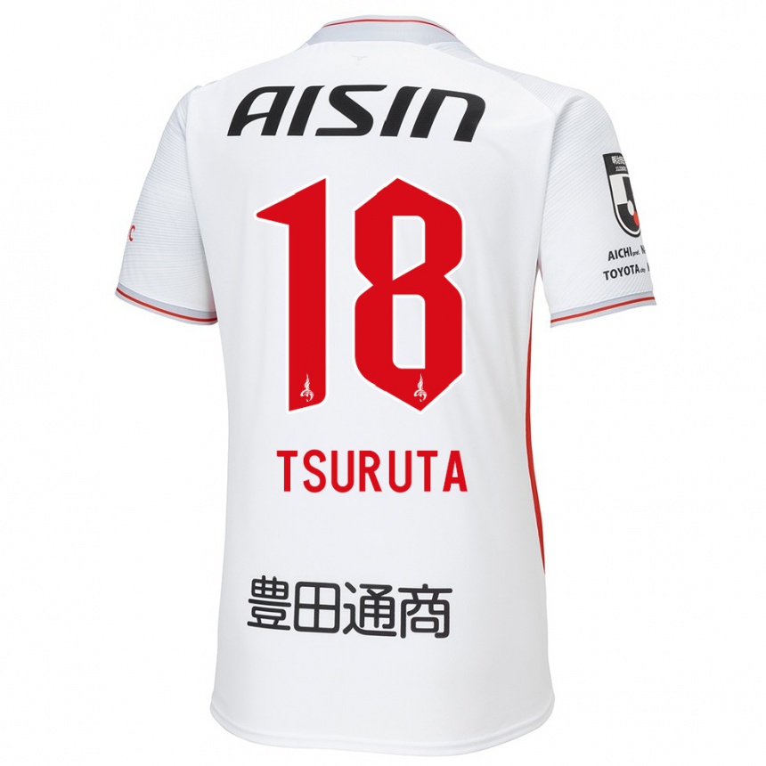 Women Football Shu Tsuruta #18 White Yellow Red Away Jersey 2024/25 T-Shirt Za