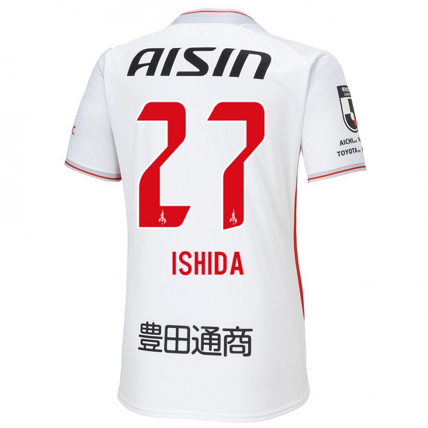 Women Football Kakeru Ishida #27 White Yellow Red Away Jersey 2024/25 T-Shirt Za