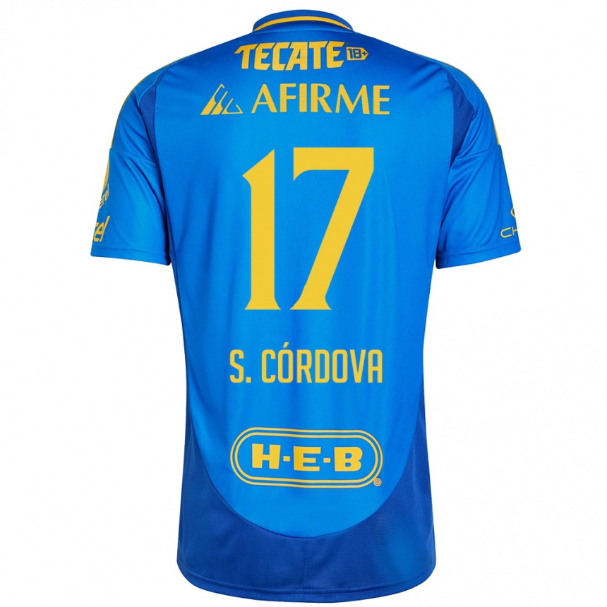 Women Football Sebastián Córdova #17 Blue Yellow Away Jersey 2024/25 T-Shirt Za