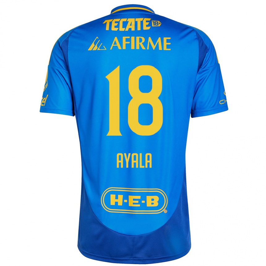 Women Football David Ayala #18 Blue Yellow Away Jersey 2024/25 T-Shirt Za