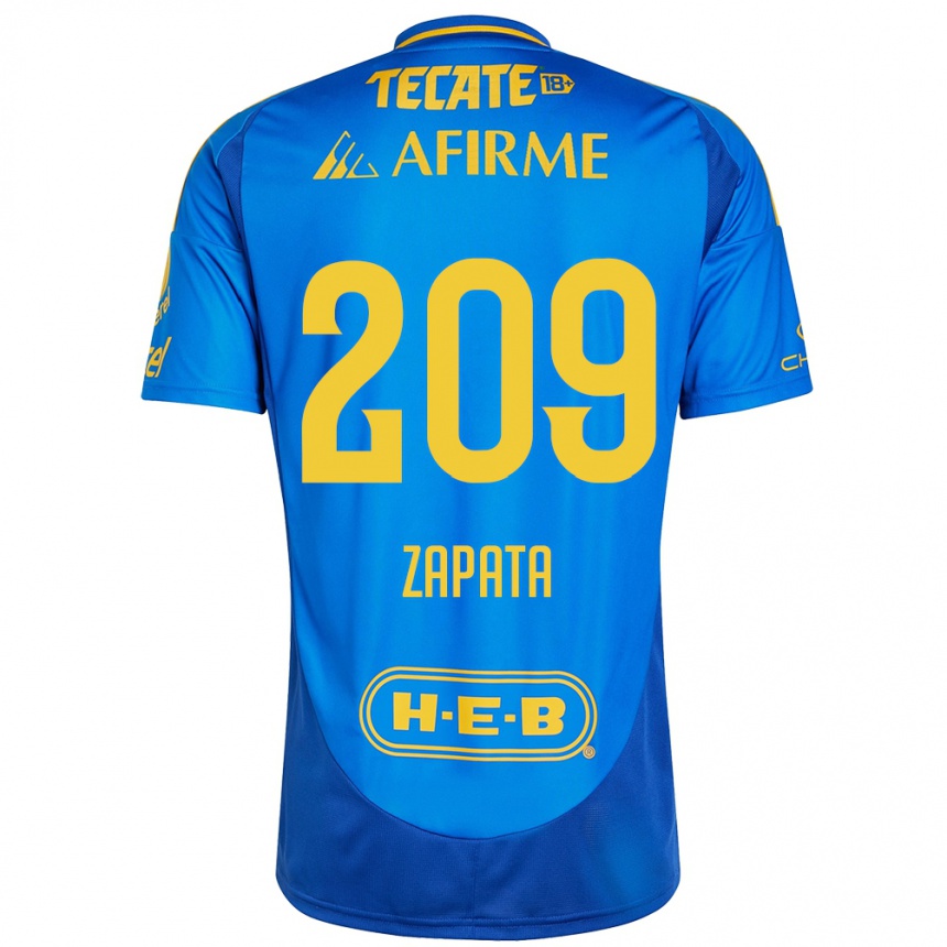 Women Football Jorge Zapata #209 Blue Yellow Away Jersey 2024/25 T-Shirt Za