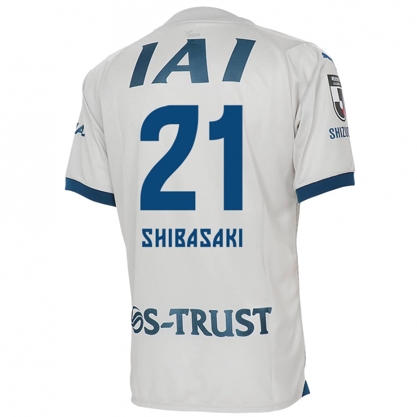 Women Football Kaito Shibasaki #21 White Blue Away Jersey 2024/25 T-Shirt Za