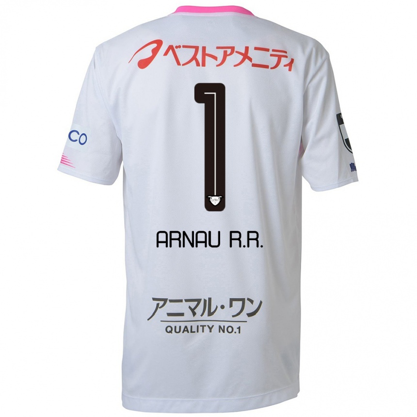 Women Football Arnau Riera #1 White Blue Pink Away Jersey 2024/25 T-Shirt Za