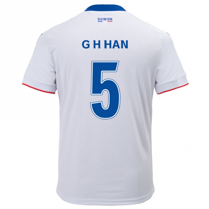 Women Football Ho-Gang Han #5 White Blue Away Jersey 2024/25 T-Shirt Za