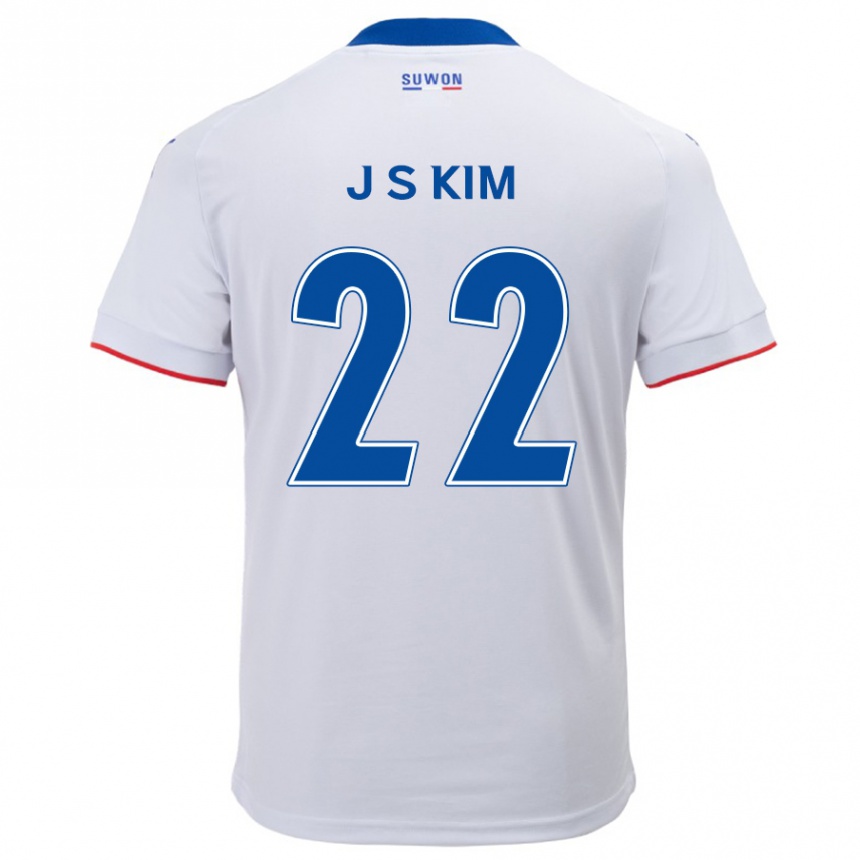 Women Football Sang-Jun Kim #22 White Blue Away Jersey 2024/25 T-Shirt Za