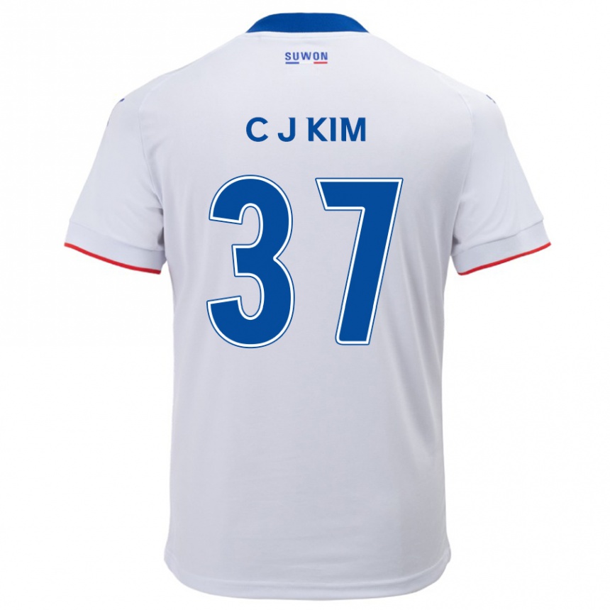 Women Football Joo-Chan Kim #37 White Blue Away Jersey 2024/25 T-Shirt Za