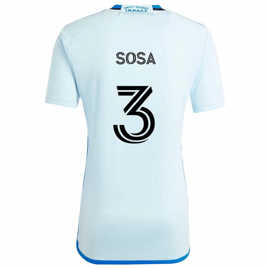 Women Football Joaquín Sosa #3 Ice Blue Away Jersey 2024/25 T-Shirt Za