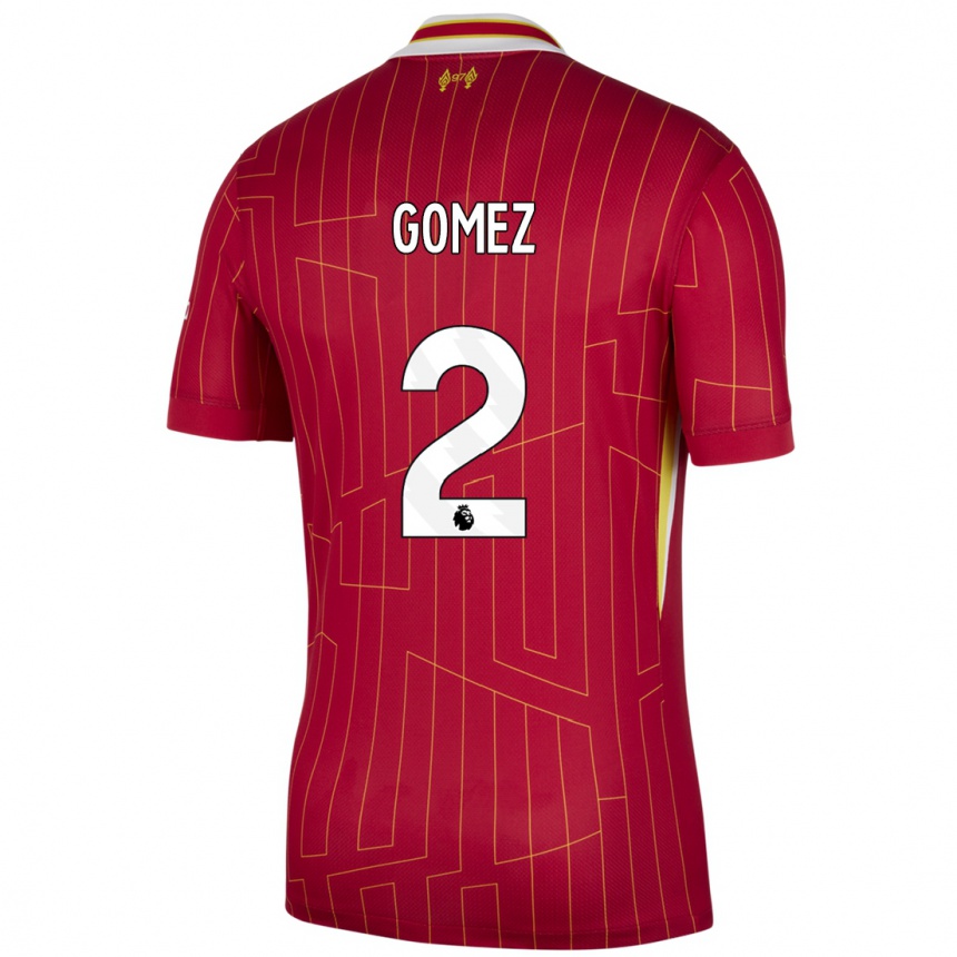 Kids Football Joe Gomez #2 Red Yellow White Home Jersey 2024/25 T-Shirt Za