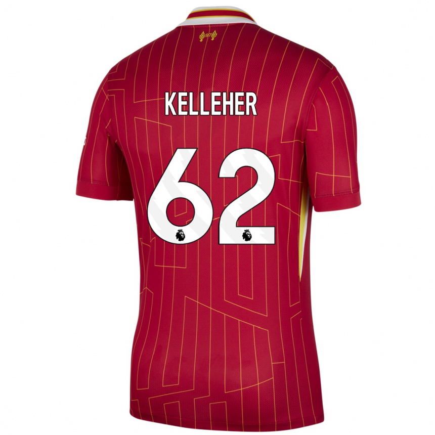 Kids Football Caoimhin Kelleher #62 Red Yellow White Home Jersey 2024/25 T-Shirt Za