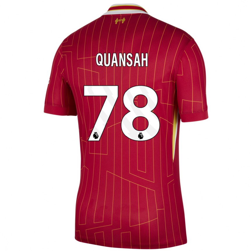 Kids Football Jarell Quansah #78 Red Yellow White Home Jersey 2024/25 T-Shirt Za