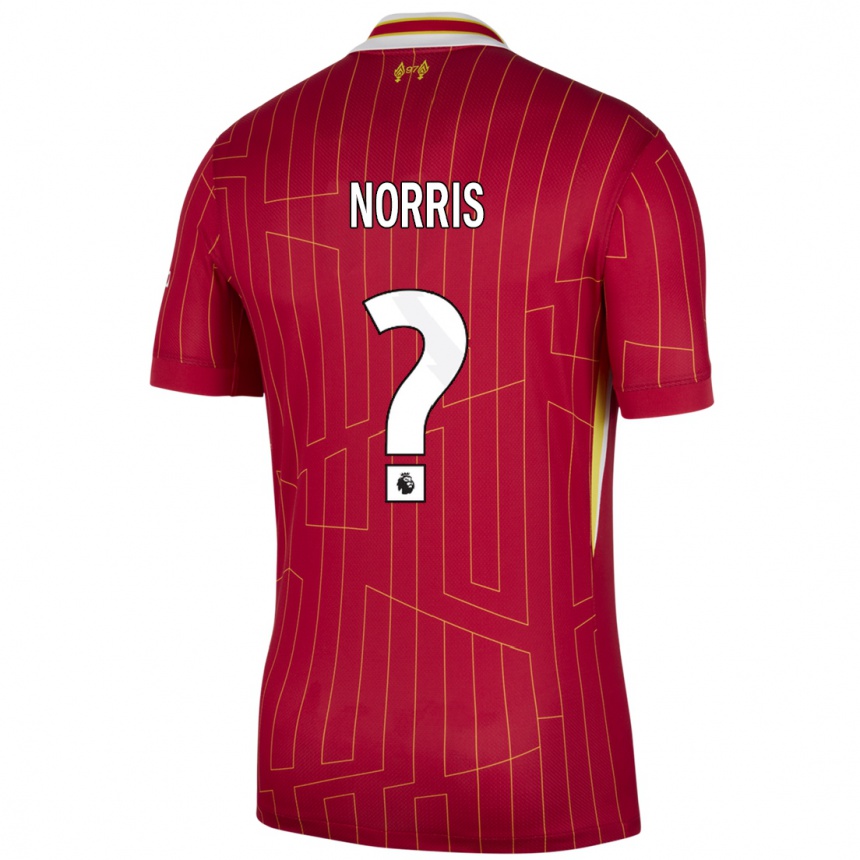 Kids Football James Norris #0 Red Yellow White Home Jersey 2024/25 T-Shirt Za