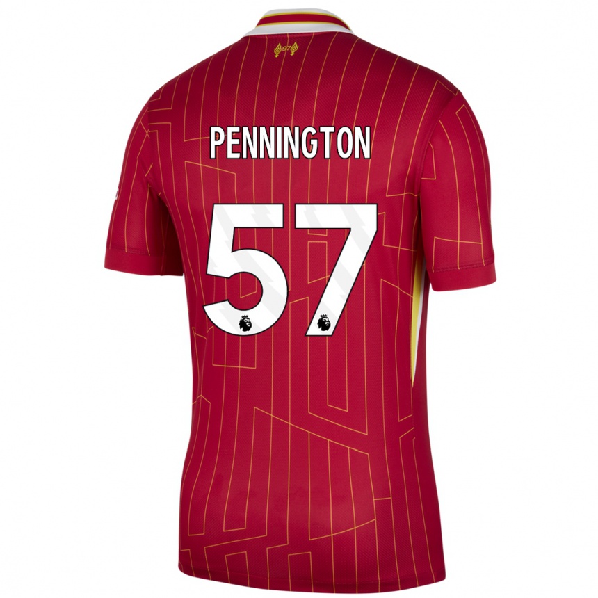 Kids Football Cody Pennington #57 Red Yellow White Home Jersey 2024/25 T-Shirt Za